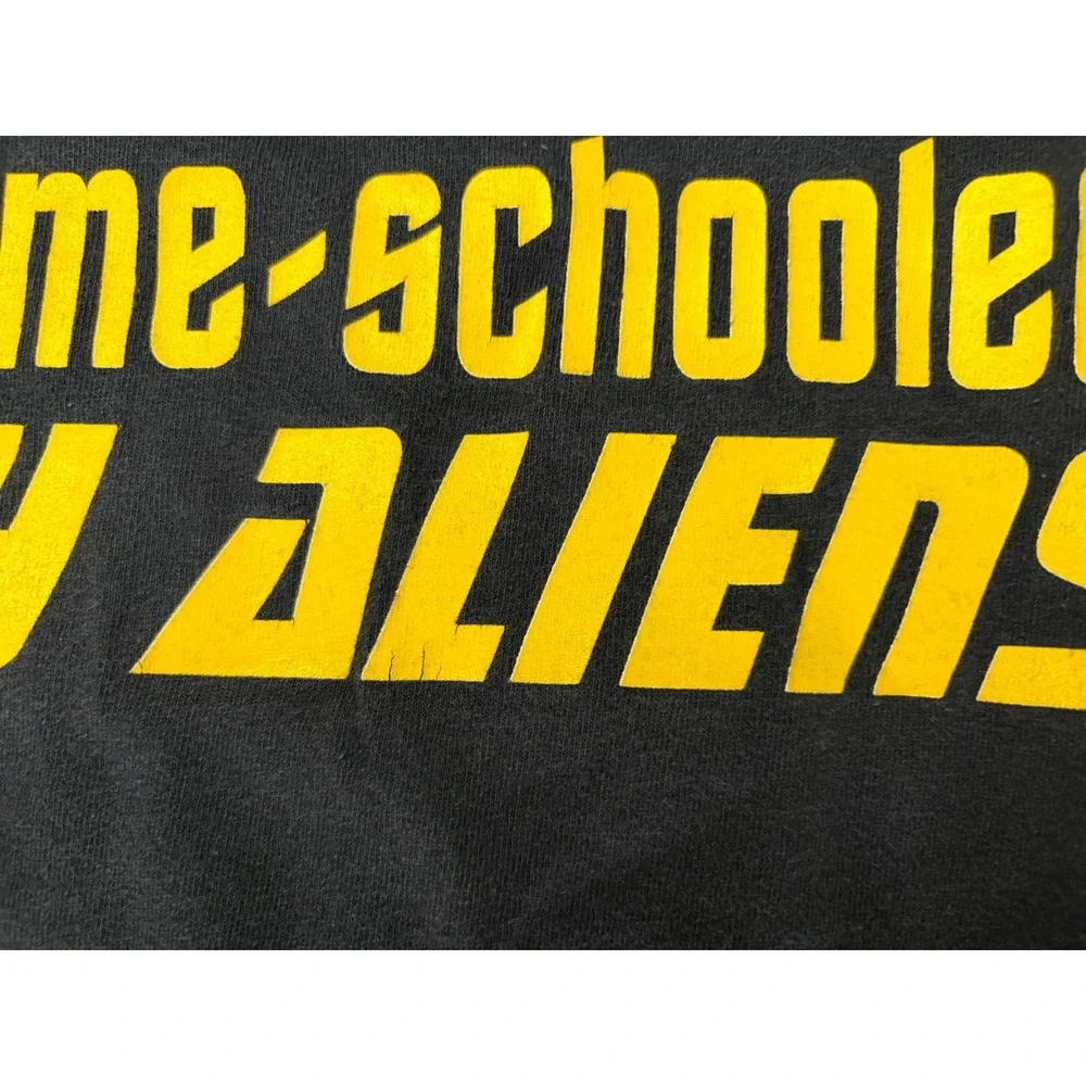 Gildan Home-Schooled By Aliens Graphic T-Shirt Black Mens 2XL Sci-Fi Humor Tee